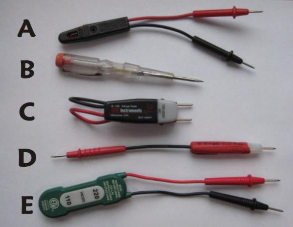 Do not buy style E for troubleshooting Five styles of neon circuit testers